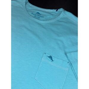 Tommy Bahama Mens XXL Aqua Blue Cotton Short Sleeve Pocket T-Shirt Marlin Logo